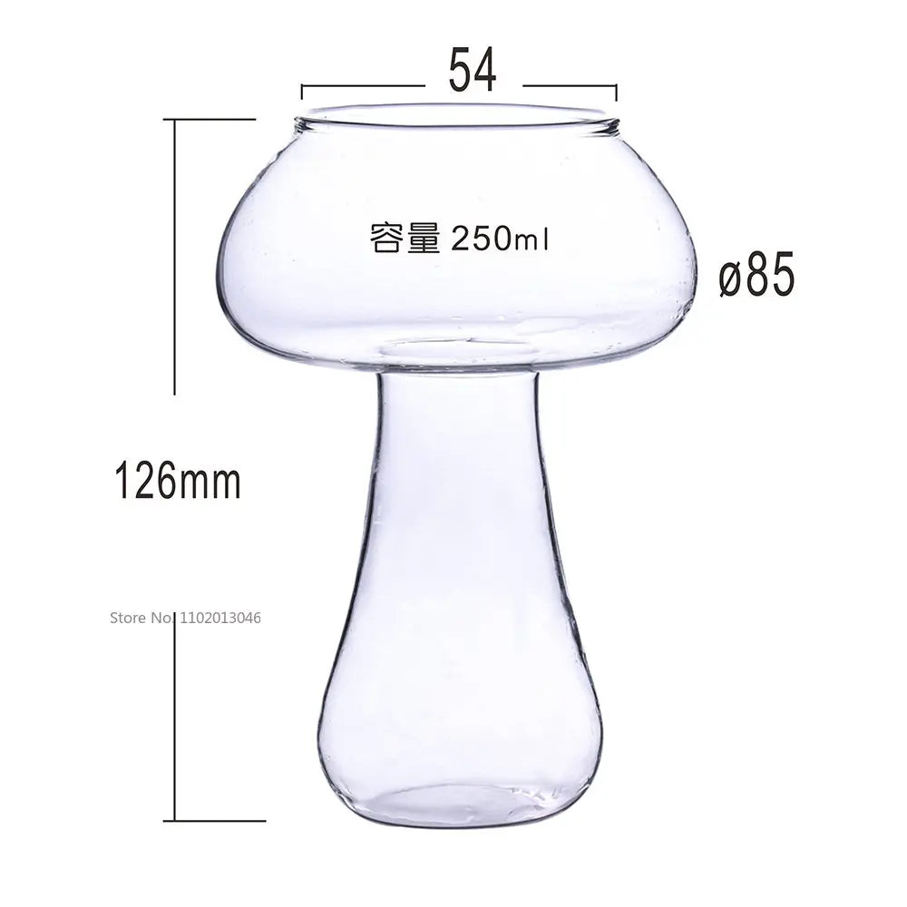 250Ml Creative Mushroom Shape Coffee Glasses Clear Drinks Cups Wine Glasses for Party Novelty Drinking Glassware KTV Bar Club